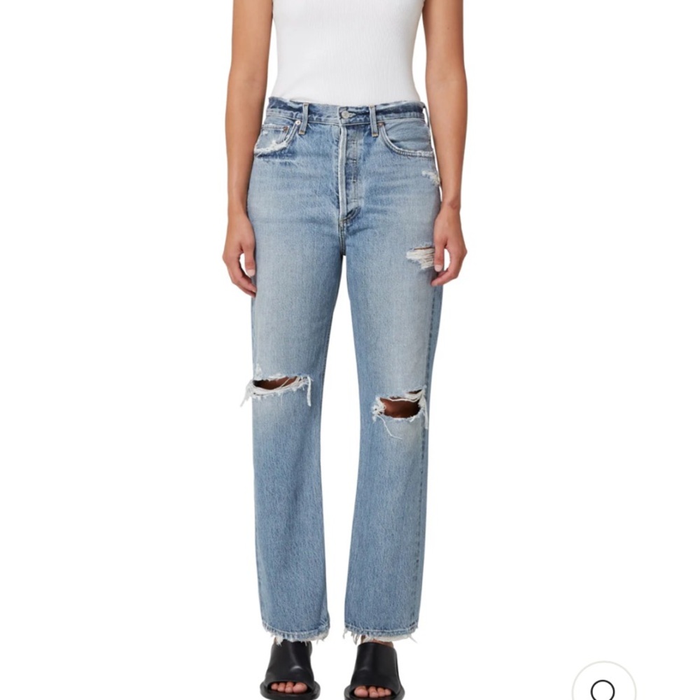 Agolde Blue High Rise Distressed Jeans